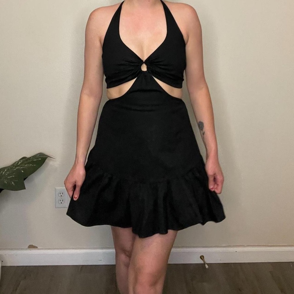 Black cutout mini dress